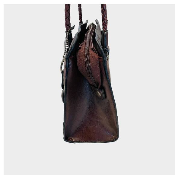 Bueno Faux Leather Medium Alligator Print Embossed Satchel Shoulder Brown - Picture 4 of 10